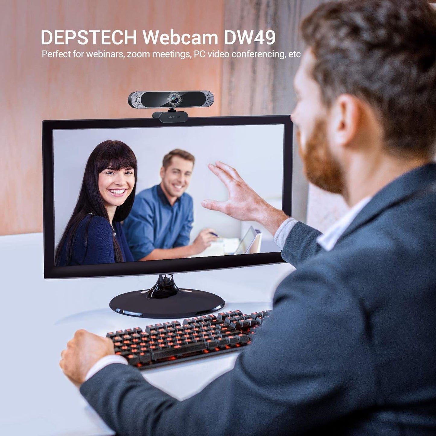 4K Webcam, DW49 HD 8MP Sony Sensor Autofocus Webcam with Microphone, Privacy Cover and Tripod, Plug and Play USB Computer Web Camera for Pro Streaming/Online Teaching/Video Calling/Zoom/Skype