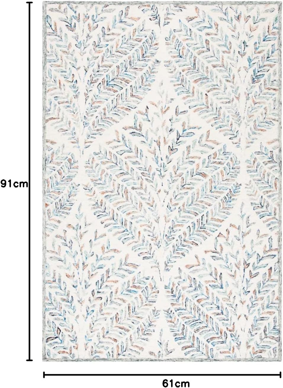 SAFAVIEH Capri Collection 2' x 3' Ivory/Blue CPR208A Handmade Wool Entryway Living Room Foyer Bedroom Accent Rug