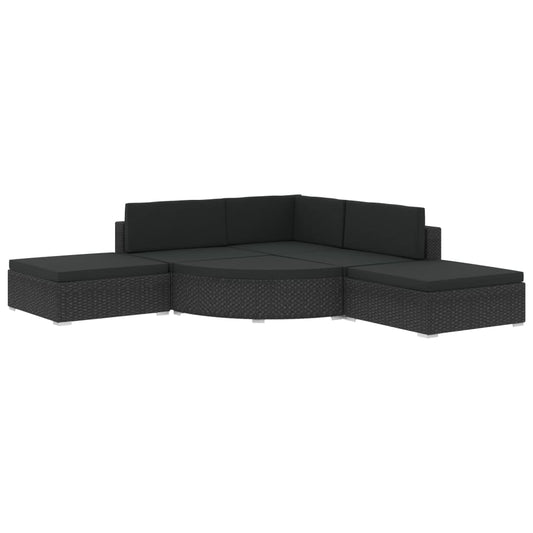 vidaXL 6 Piece Patio Lounge Set with Cushions Poly Rattan Black