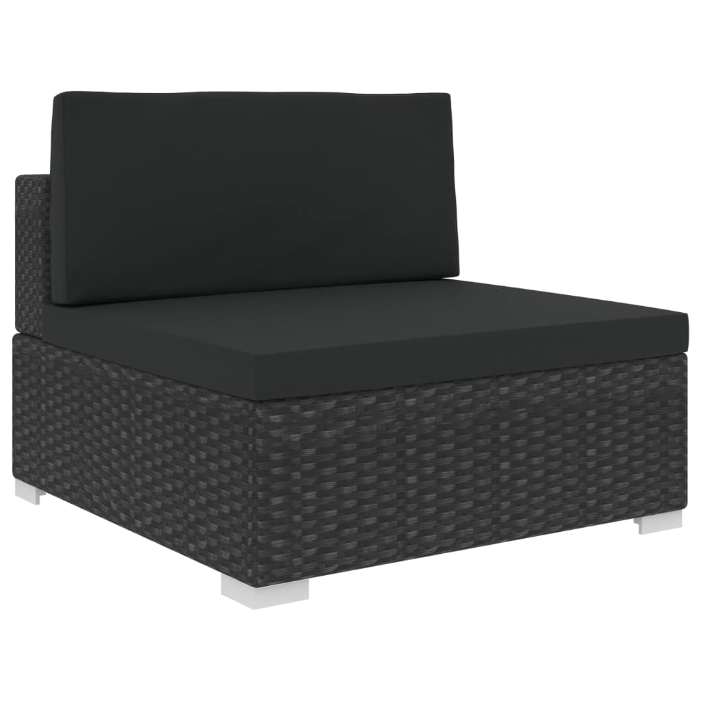 vidaXL 6 Piece Patio Lounge Set with Cushions Poly Rattan Black