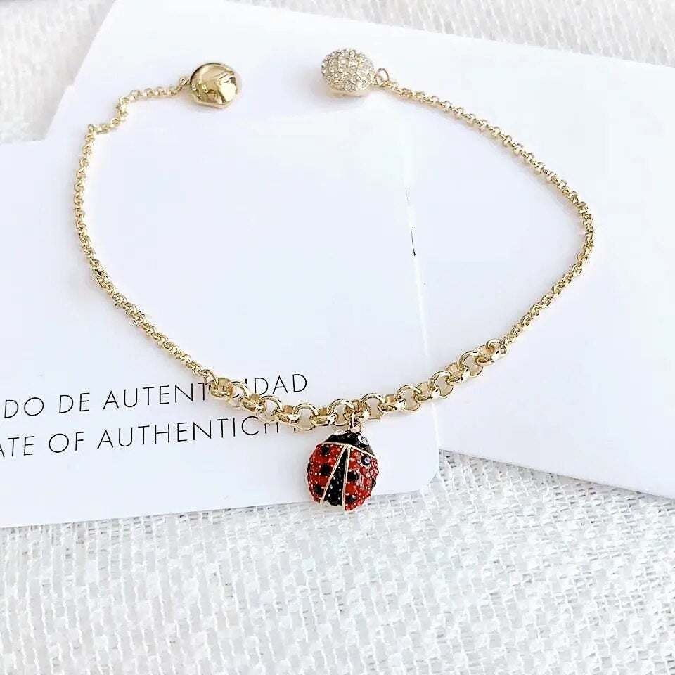 Female Crystals Cute ladybug necklace
