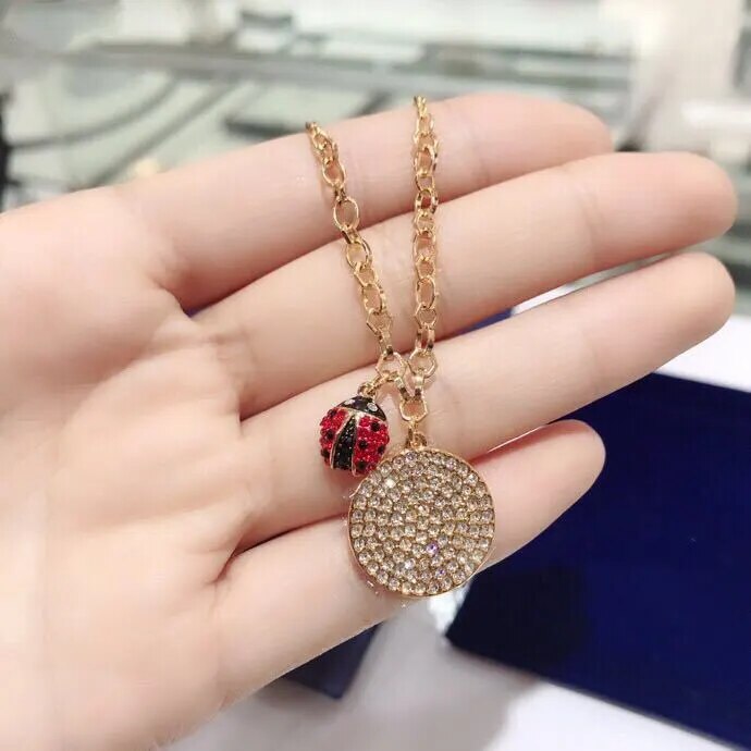 Female Crystals Cute ladybug necklace