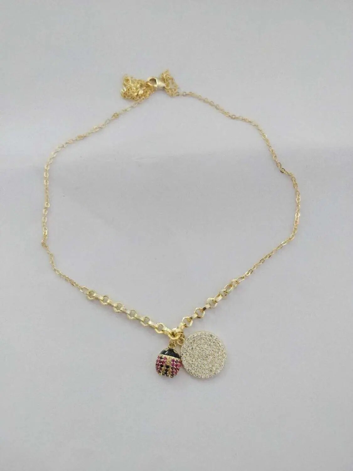 Female Crystals Cute ladybug necklace