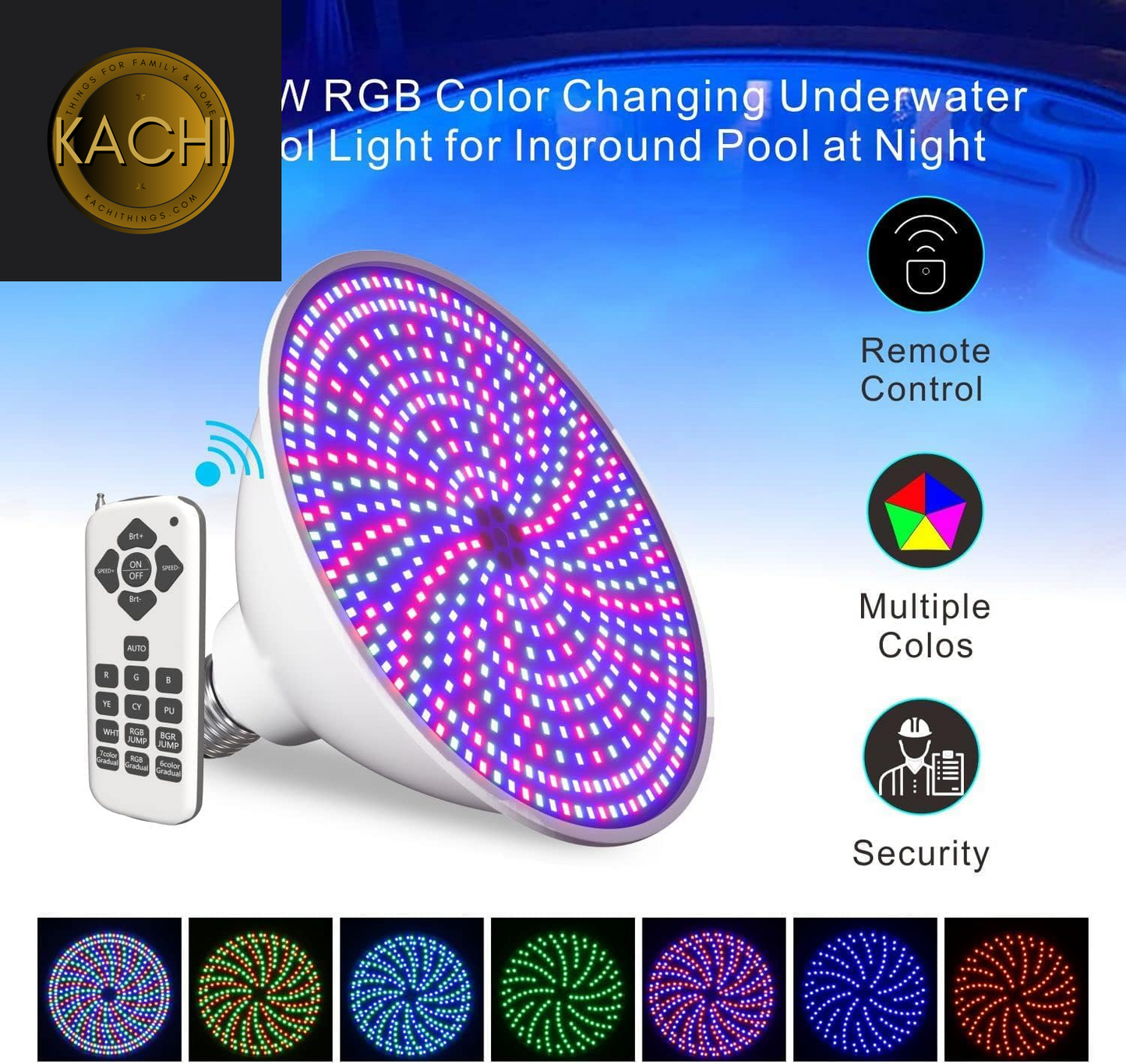 LED Color Pool Lights Bulb for Inground Pool,120V 45W Pool Lights with Remote Control,Color Changing Underwater Pool Light E26 Replacement