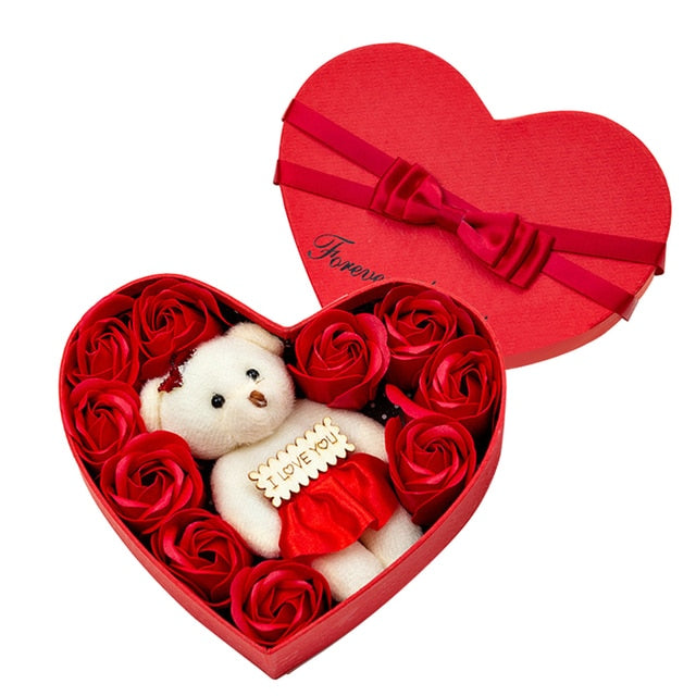 10 Heart-shape Soap Flower Gift Box Scented Rose Petals