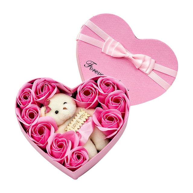 10 Heart-shape Soap Flower Gift Box Scented Rose Petals