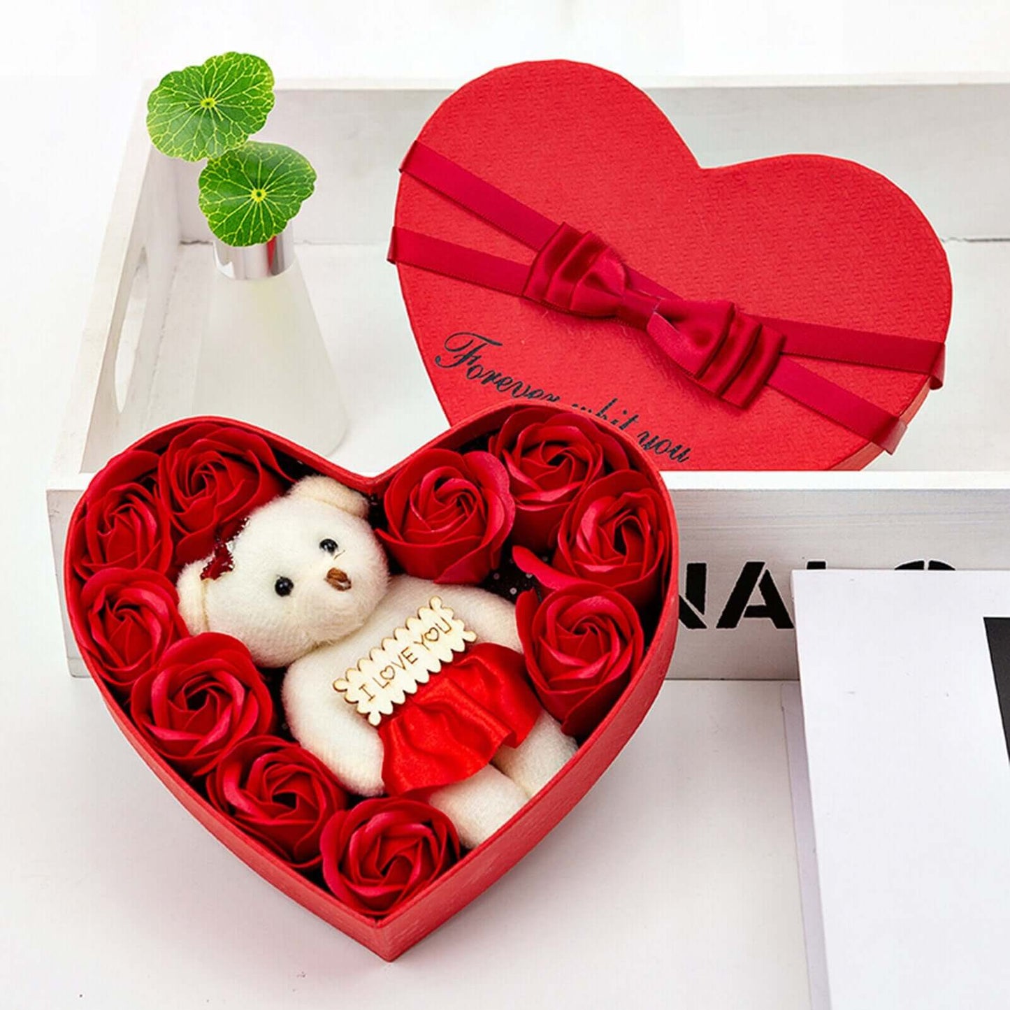 10 Heart-shape Soap Flower Gift Box Scented Rose Petals