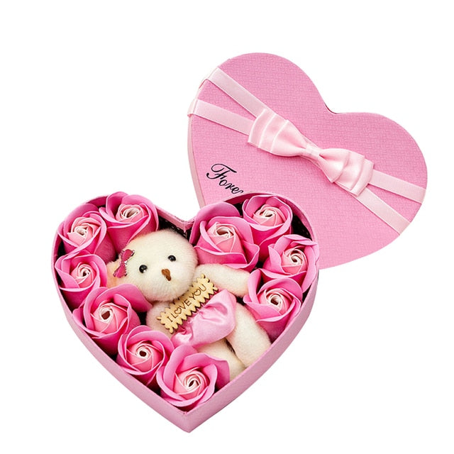 10 Heart-shape Soap Flower Gift Box Scented Rose Petals