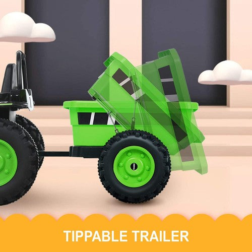 2026 6v Tractor Powered Ride-On Car Remote Control with Detachable Wagon