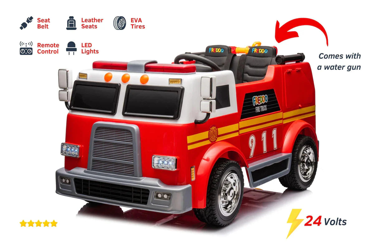 2026 24V Fire Truck 2 Seater Ride On Kids Car with Remote Control