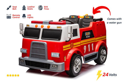 2026 24V Fire Truck 2 Seater Ride On Kids Car with Remote Control