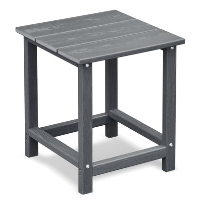 Skypatio 3 Pieces Folding Adirondack Chairs Set, Weather Resistant Adirondack Chairs Set of 2 with Cup Holder and 1 Side Table, 380 lb Weight Capacity Portable Patio Fire Pit Chairs (Gray)