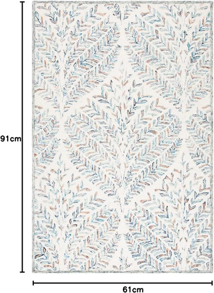 SAFAVIEH Capri Collection 2' x 3' Ivory/Blue CPR208A Handmade Wool Entryway Living Room Foyer Bedroom Accent Rug