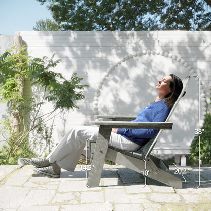 LUE BONA Folding Adirondack Chair Set of 4, Dark Gray HDPS Fire Pit Patio Chairs Weather Resistant, Modern Plastic Outdoor Chairs with Cup Holder | All-weather-resistant, ergonomic curved design, all-day comfortable sitting, HDPS Distinct texture & vibran