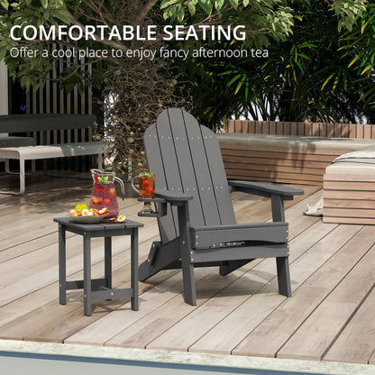 LUE BONA Folding Adirondack Chair Set of 4, Dark Gray HDPS Fire Pit Patio Chairs Weather Resistant, Modern Plastic Outdoor Chairs with Cup Holder | All-weather-resistant, ergonomic curved design, all-day comfortable sitting, HDPS Distinct texture & vibran