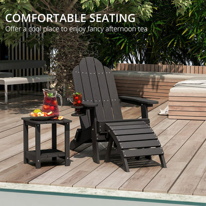 LUE BONA Folding Adirondack Chair Set of 4, Dark Gray HDPS Fire Pit Patio Chairs Weather Resistant, Modern Plastic Outdoor Chairs with Cup Holder | All-weather-resistant, ergonomic curved design, all-day comfortable sitting, HDPS Distinct texture & vibran