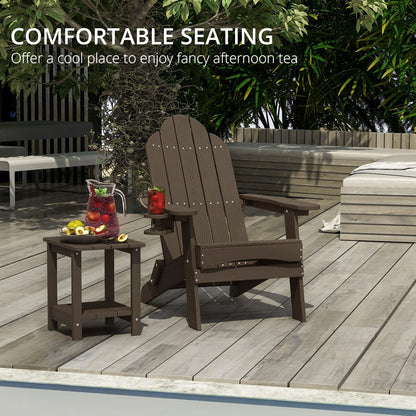 LUE BONA Folding Adirondack Chair Set of 4, Dark Gray HDPS Fire Pit Patio Chairs Weather Resistant, Modern Plastic Outdoor Chairs with Cup Holder | All-weather-resistant, ergonomic curved design, all-day comfortable sitting, HDPS Distinct texture & vibran