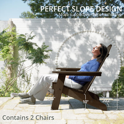 LUE BONA Folding Adirondack Chair Set of 4, Dark Gray HDPS Fire Pit Patio Chairs Weather Resistant, Modern Plastic Outdoor Chairs with Cup Holder | All-weather-resistant, ergonomic curved design, all-day comfortable sitting, HDPS Distinct texture & vibran