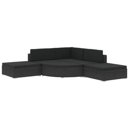 vidaXL 6 Piece Patio Lounge Set with Cushions Poly Rattan Black