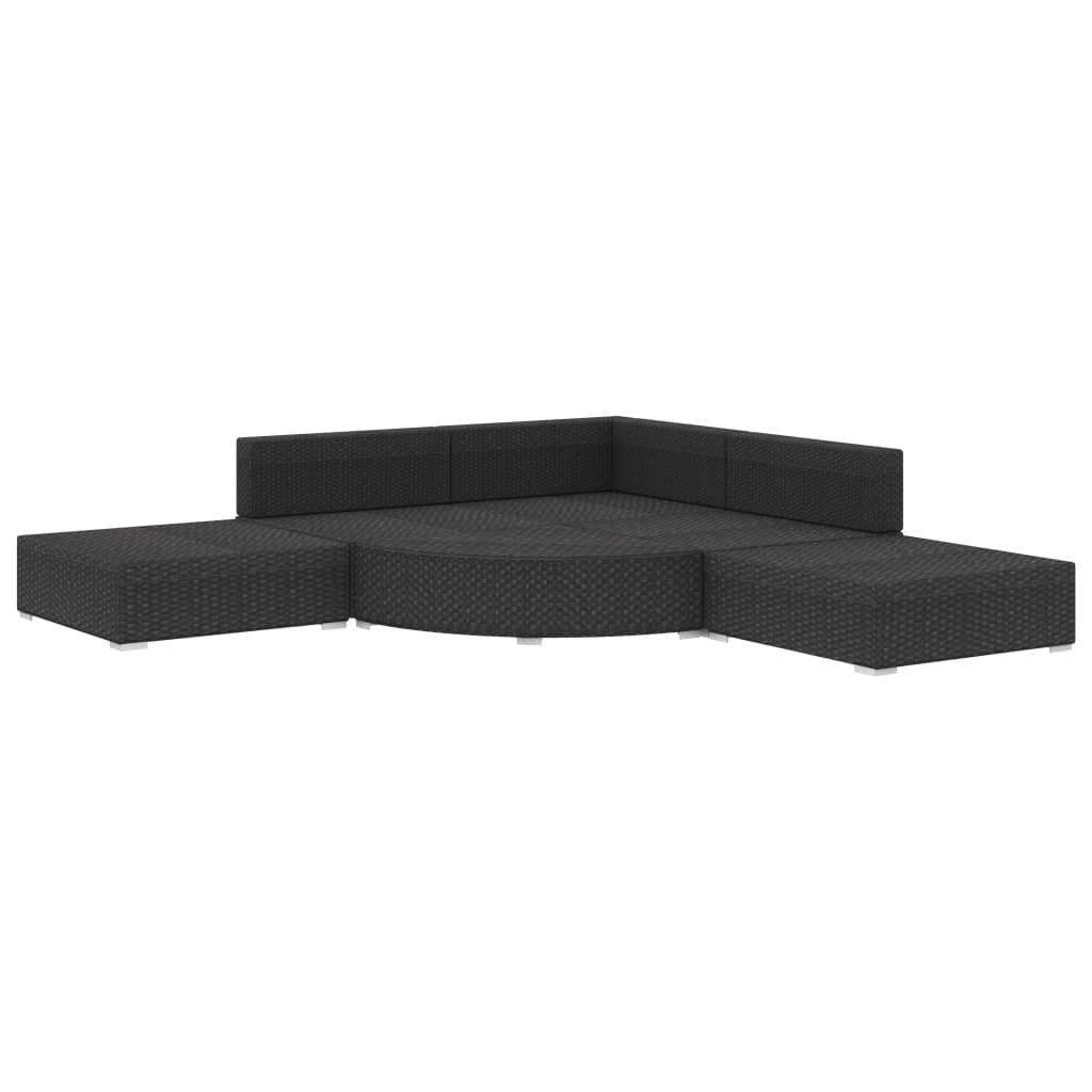 vidaXL 6 Piece Patio Lounge Set with Cushions Poly Rattan Black