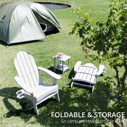 LUE BONA Folding Adirondack Chair Set of 4, Dark Gray HDPS Fire Pit Patio Chairs Weather Resistant, Modern Plastic Outdoor Chairs with Cup Holder | All-weather-resistant, ergonomic curved design, all-day comfortable sitting, HDPS Distinct texture & vibran