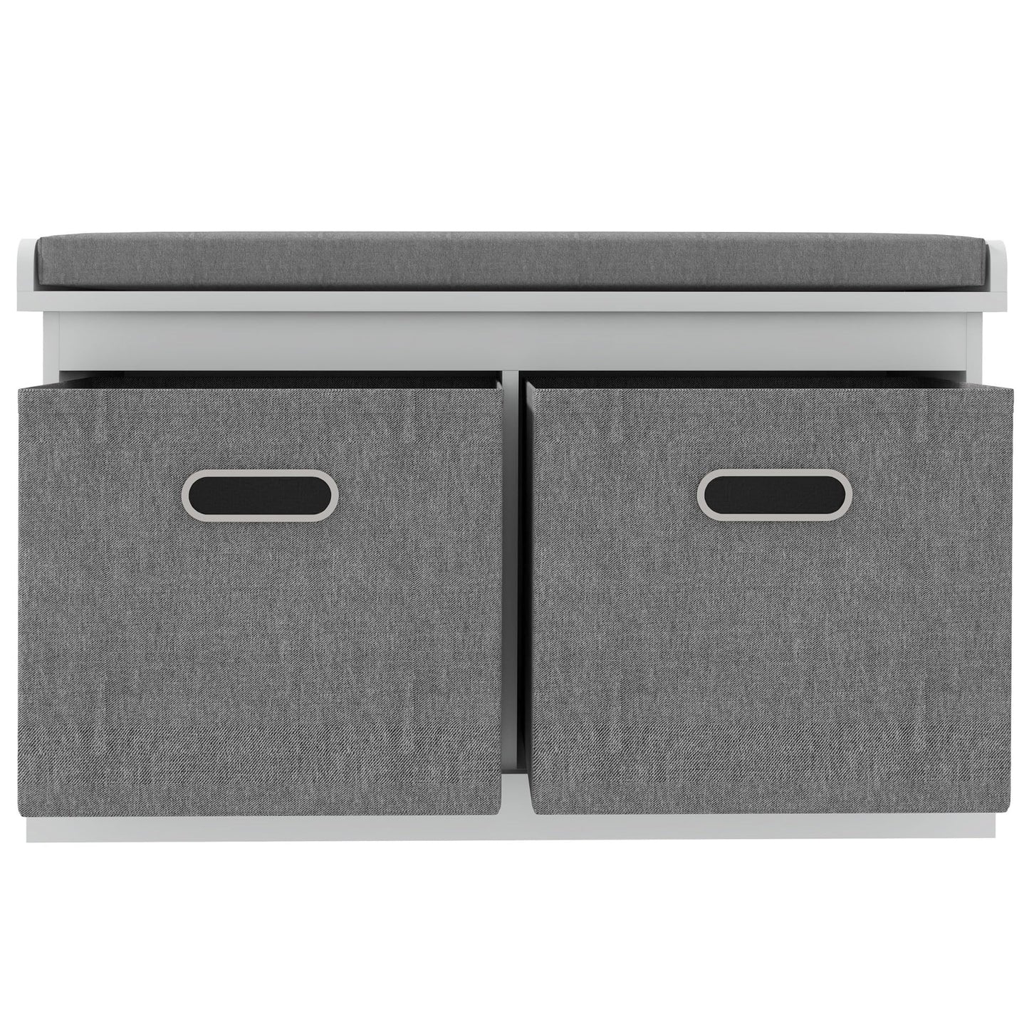 HOMCOM Shoe Bench with Seat Cushion 3 Foldable Fabric Drawers Washed Grey | Entryway Bench, Hallway, Living Room