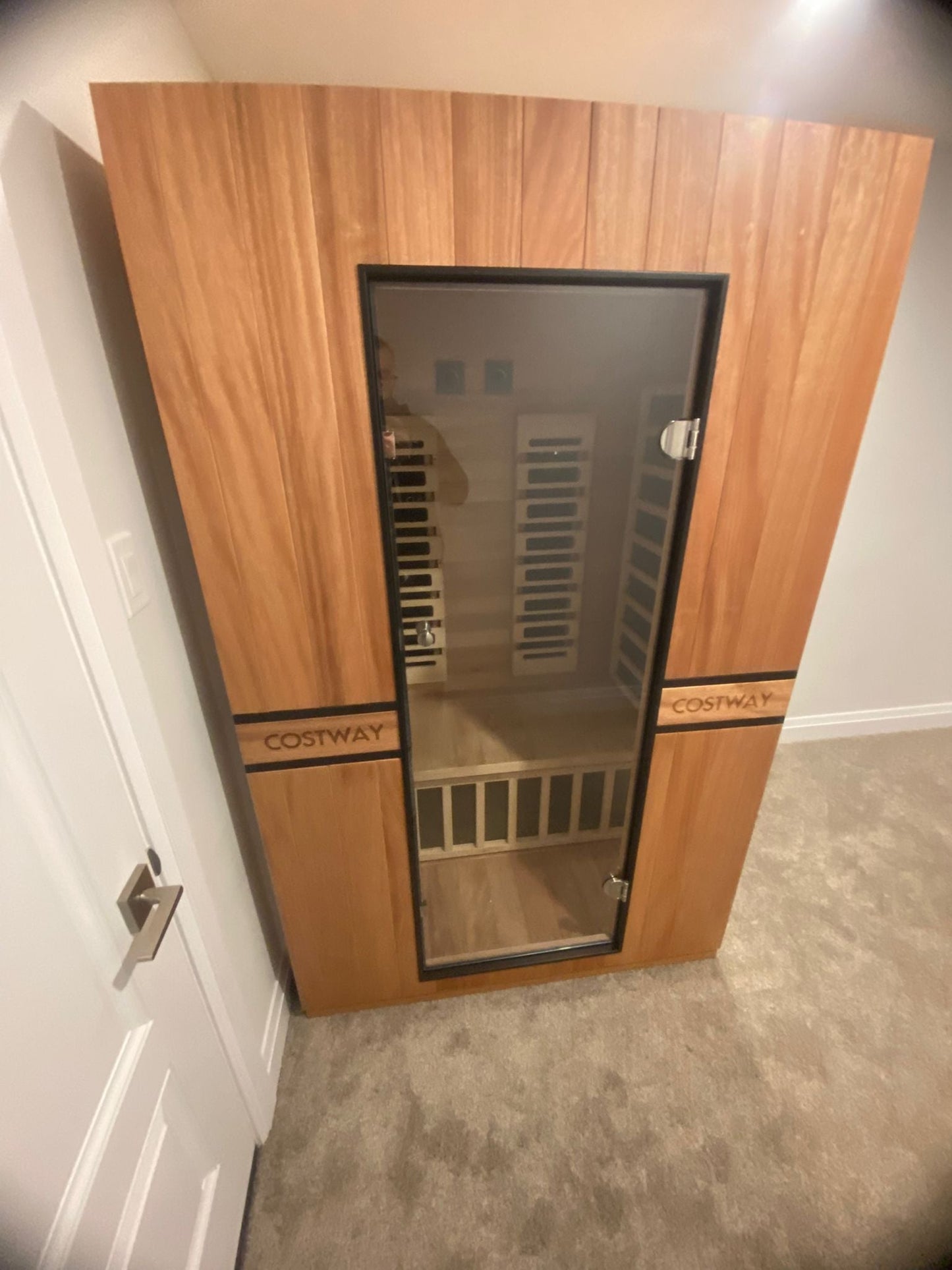 Costway 2-Person Dual Therapy Full Spectrum Infrared Sauna with Red Light Panel, WiFi App Control, Chromotherapy & Bluetooth – Okoume Wood- Fully Loaded Indoor Spa