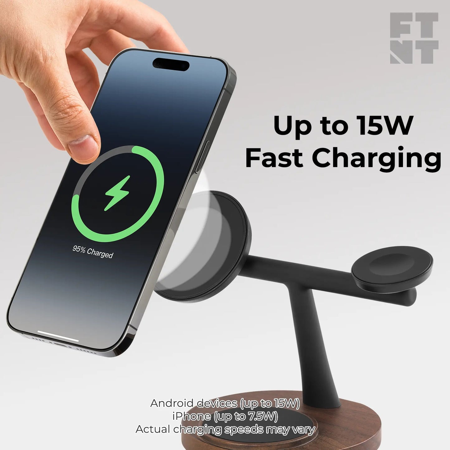 ZenStand 3-in-1 Genuine Wood Wireless Charger (MagSafe Compatible)