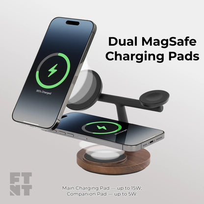 ZenStand 3-in-1 Genuine Wood Wireless Charger (MagSafe Compatible)