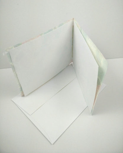 Handsewn Chiyogami Cotton Rag Blank Card | Gold Chrysanthemums