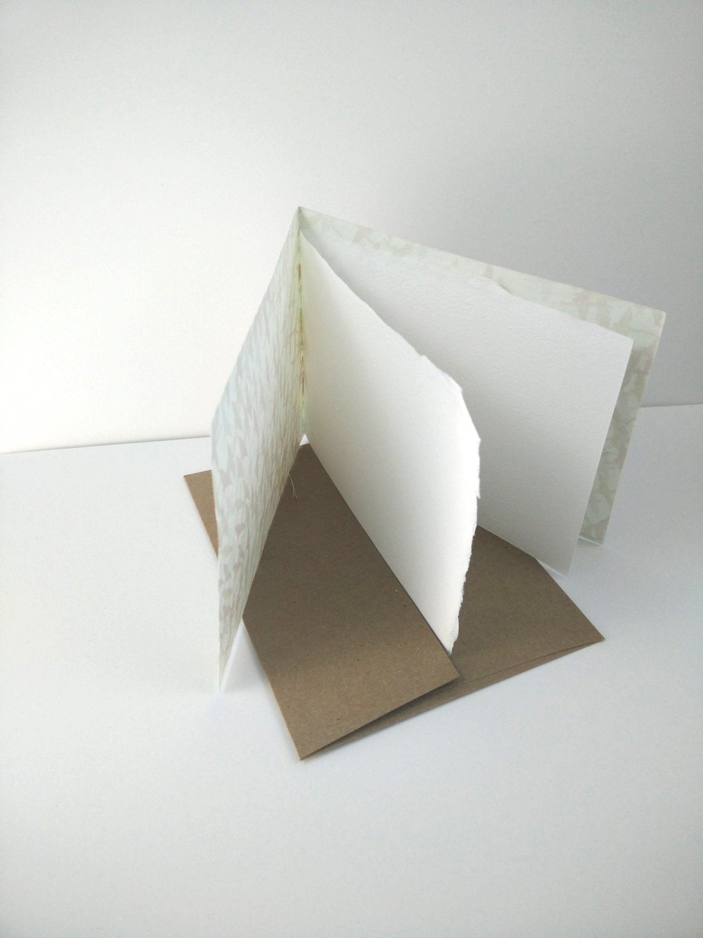 Handsewn Chiyogami Cotton Rag Blank Card | Black daisies