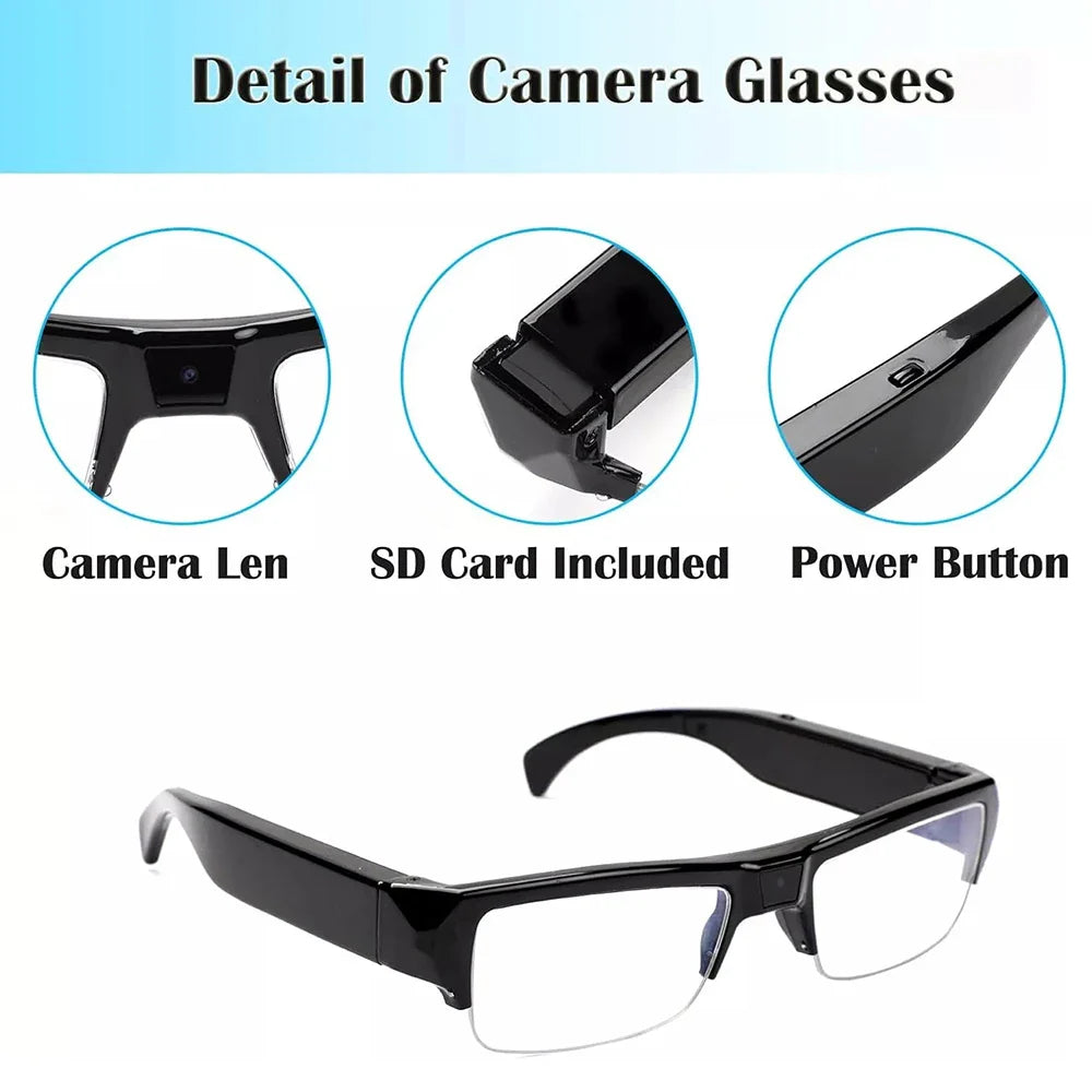 NNEOBA 1080P HD Mini Camera Glasses Wearable DVR Video Recorder Black