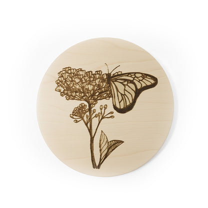 Sous-verres en bois Asclépiade et Monarque - gravés au laser