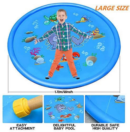 Splash Pad, 68'' Outdoor Swimming Pool Splash Play Pad - Sprinkler Mat Summer Toys for Toddlers