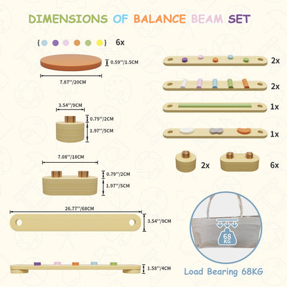 Wooden Balance Beam for Kids Toddlers Gymnastics Beam Stepping Stones Children Balance Board Toys Montessori Toddler Toys Montessori Furniture Toddler Gift