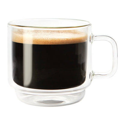 Insulated Double-Wall Glass Coffee Tea Hot or Cold Beverage Mug 2 Piece Set 350ml, Barista