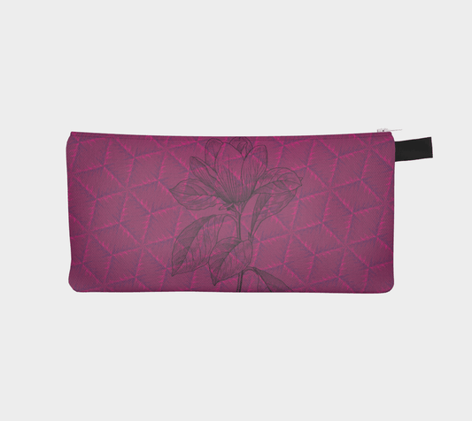 Zippered Cotton Canvas Pencil Case | Geometric Floral