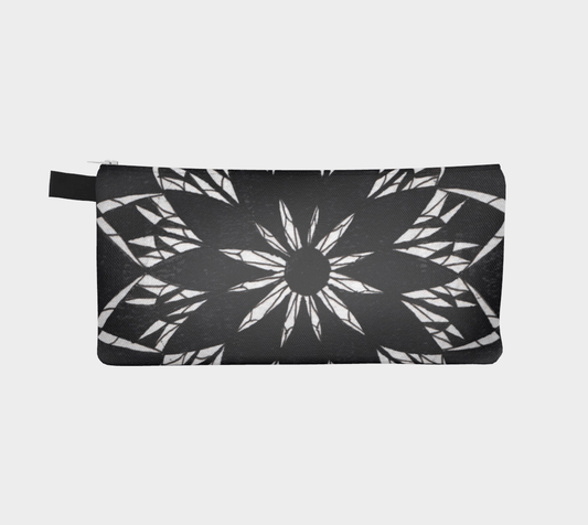Zippered Cotton Canvas Pencil Case | Black Stained glass