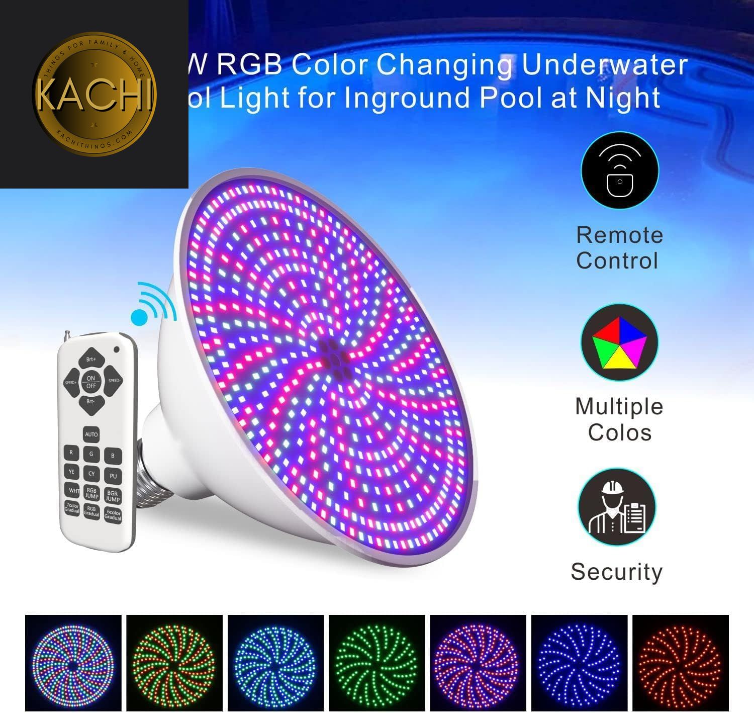 LED Color Pool Lights Bulb for Inground Pool,120V 45W Pool Lights with Remote Control,Color Changing Underwater Pool Light E26 Replacement
