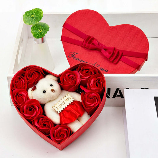 10 Heart-shape Soap Flower Gift Box Scented Rose Petals